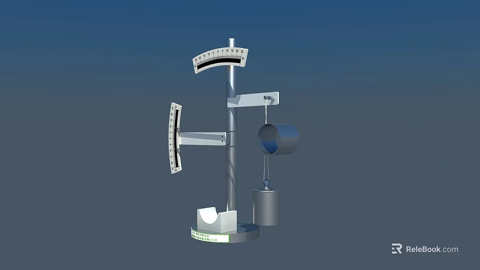 Industrial Measuring Equipment With Vertical Support Stand Graduated Dials And Cylindrical Container Base 3d model 