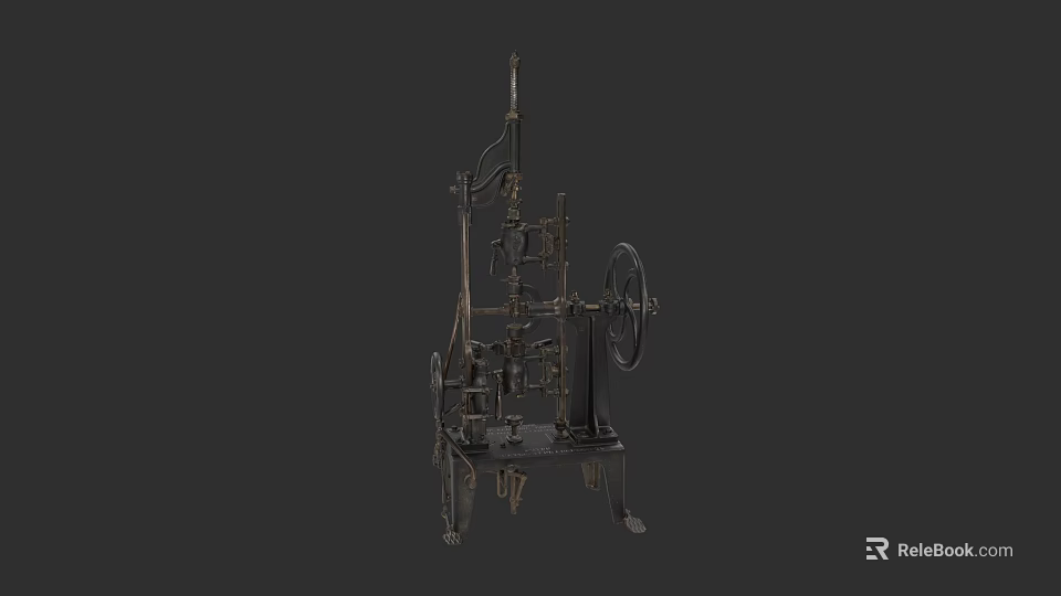 Vintage Industrial Machinery With Metal Frame Gear System And Mechanical Structure 3d model 