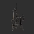 Vintage Industrial Machinery With Metal Frame Gear System And Mechanical Structure