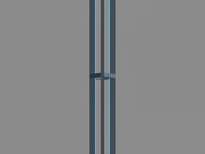 Outdoor Column Light With Blue Vertical Strips And Metallic Structure 3d model
