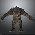 Fierce Reptilian Monster Animal Standing With Sharp Teeth Scales Claws And Scars