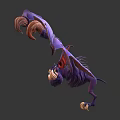 Fantastical Mythical Creature Character With Purple Body And Red Outstretched Wings