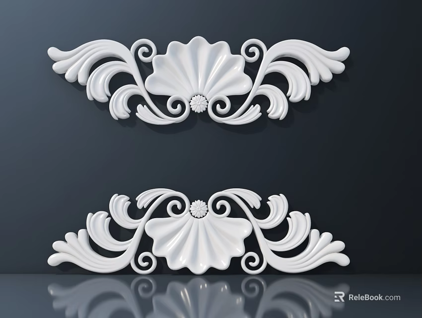 White Decorative Carving With Intricate Floral Patterns And Ornamental Design Elements 3d model
