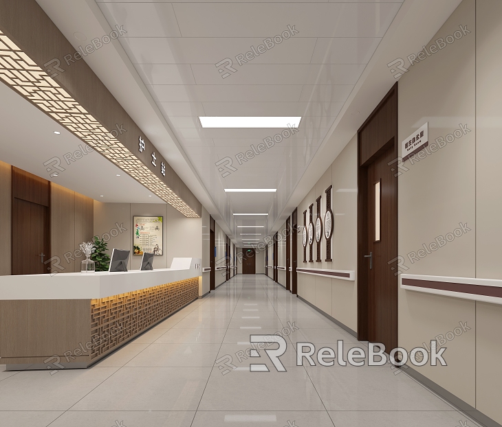 New Chinese Hospital Ward Corridor Chinese Hospital Ward Nurse Station Hospital Nurse Station Bar New Chinese Hospital Corridor model