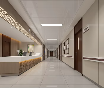 New Chinese Hospital Ward Corridor Chinese Hospital Ward Nurse Station Hospital Nurse Station Bar New Chinese Hospital Corridor 3d model