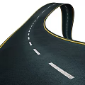 Curved Road Infrastructure With Black Pavement Yellow Dividing Lines And White Edge Lines