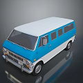 Vintage Blue And White Bus Featuring Multiple Windows White Roof And Shiny Exterior