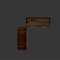 Dark Wood Writing Desk And Cabinet With Drawers And Open Shelves
