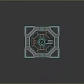 Sci-Fi Themed Container With Gray Teal Geometric Panels And Circular Emblem 3d model
