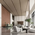 Modern Hotel Lobby Interior Design With Reception Desk Sofa Green Plant And Large Windows
