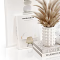 Minimalist Decorative Ornament Set With Pampas Grass Vase Books And Stone Decor
