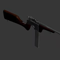 Vintage Submachine Gun With Wooden Stock And Metal Components Detailed Design Isolated On Dark Background