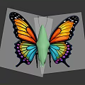 Vibrant Colorful Butterfly Featuring Multicolored Wings and Green Body on Dark Background