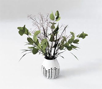 Modern vase plant ornaments flowers green plants 3d model