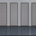 Modern Swing Doors With Intricate Pattern Designs And Metallic Frames 3d model