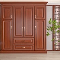 New Chinese Style Wardrobe Redwood Wardrobe Top Wardrobe Custom Wardrobe Bedroom Wardrobe 3d model