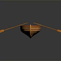Traditional Wooden Boat With Oars And Wooden Seats For Water Transport