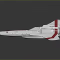 White and Red Sleek Spaceship 3D Model with Cockpit and Engine Details