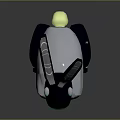 Game Movie Character Rabbit With Black Ears Silver Body Green Eyes Mechanical Design