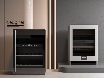 Designer Black And Gray Wine Coolers For Modern Kitchen Space 3d model
