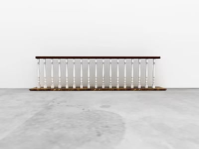 Indoor Railing Design With White Balusters And Dark Wooden Handrail For Modern Spaces 3d model