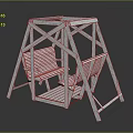 White Outdoor Leisure Swing Chair With Triangular Wooden Frame And Comfortable Seat