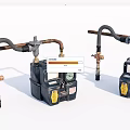 Two Black Gas Meters With Pipes And Valves On White Background