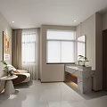 Elegant Modern Beauty Salon Interior With Warm Reception Counter And Comfortable Waiting Lounge Space