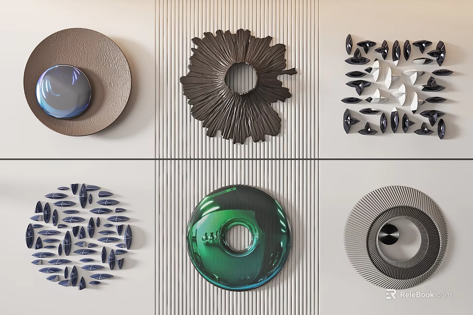 Modern Wall Decor With Various Shapes And Unique Artistic Hanging Designs 3d model 