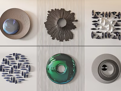 Modern Wall Decor With Various Shapes And Unique Artistic Hanging Designs 3d model