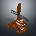 Cartoon Scene Featuring Wooden Structure Sword And Glowing Lava Like Patterns
