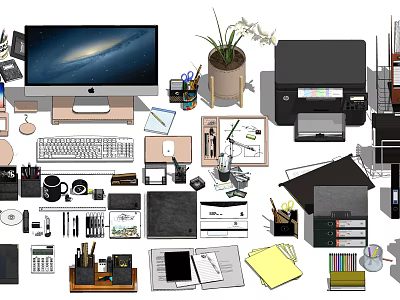 Modern Office Supplies Office Supplies Stationery Combination 3d model