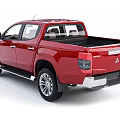 Red Mitsubishi Pickup Truck Exterior Design With Sleek Cab And Cargo Bed