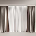 Layered White And Brown Curtains With Elegant Velvet Fabric For Home Decor