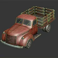 Vintage Red Truck Model With Wooden Bed And Retro Design Details