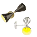 Modern Metal Wall Lights With Cone Shaped Shades And Warm Yellow Illumination