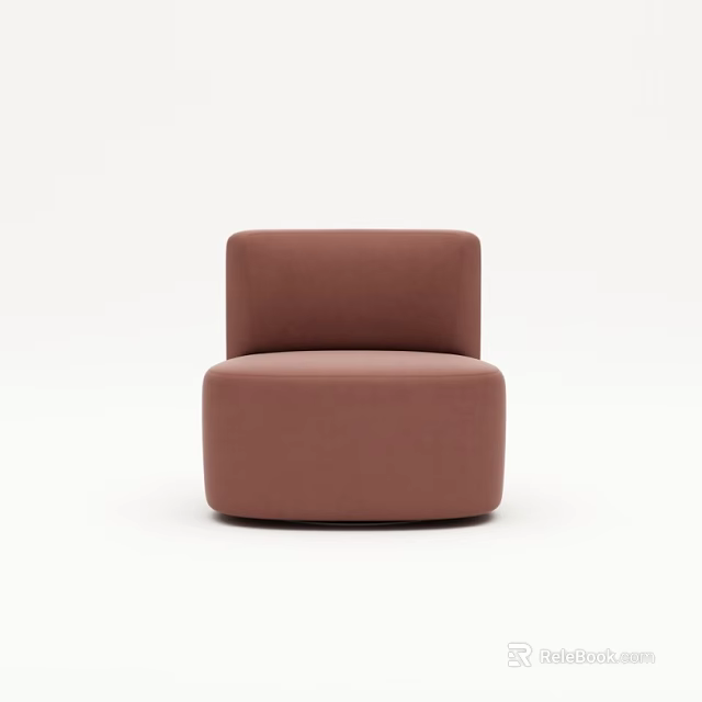 Modern Brown Accent Chair With Curved Upholstered Design And Rounded Shape 3d model