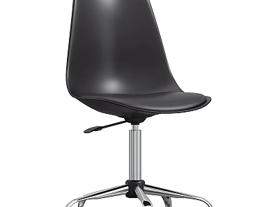 Sleek Modern Table and Chair Set with Black Leather Chair Metal Base Rolling Wheels 3d model