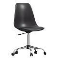 Sleek Modern Table and Chair Set with Black Leather Chair Metal Base Rolling Wheels