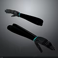 Black Bionic Arms For Human With Blue Light Accents And Reflective Background Design 3d model