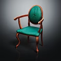 Classic Green Velvet Upholstered Armchair With Wooden Frame And Curved Legs