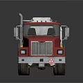 Red Tanker Truck With Silver Tank And Shiny Surface On Reflective Ground