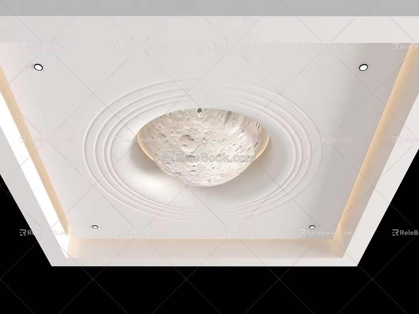 66-3 Modern Moon Lamp Moon Gypsum Ceiling Planet Ceiling Universe Ceiling House Silent Wind Moon Ceiling Cream Wind Moon Lamp. bk 3d model
