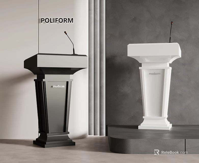 Poliform Modern Podiums in Black and White Design for Contemporary Interiors 3d model 