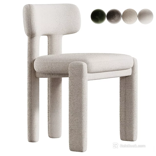 Modern Minimalist Upholstered Dining Chair With Beige Fabric And Unique Leg Design 3d model 