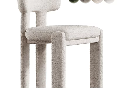 Modern Minimalist Upholstered Dining Chair With Beige Fabric And Unique Leg Design 3d model