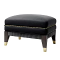 Black Ottoman With Gold Nailhead Trim Dark Wood Legs And Gold Feet