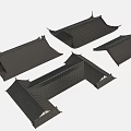 Traditional Chinese Architectural Components Roof Structures with Curved Eaves and Tile Patterns 3d model