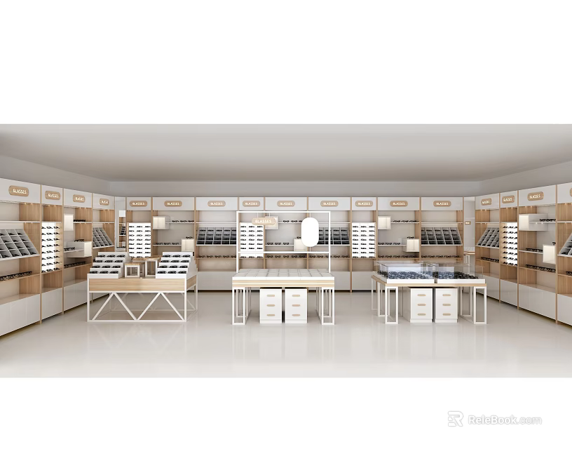 Modern Retail Store Interior Design With Shelves Display Tables And Organized Layout 3d model