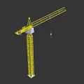 Yellow Tower Crane With Steel Boom Mast And Hanging Hook Structure
